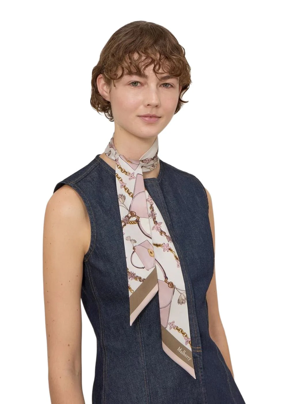 Lana Bag & Chains Skinny Scarf - Eggshell-Blossom Pin - Image 2