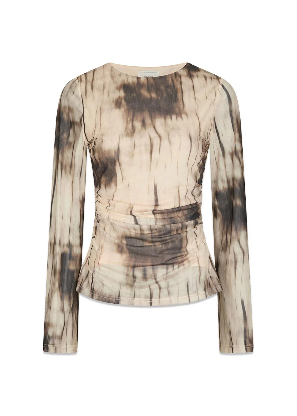 Lenida Faded Mesh Blouse - Dusty Brown
