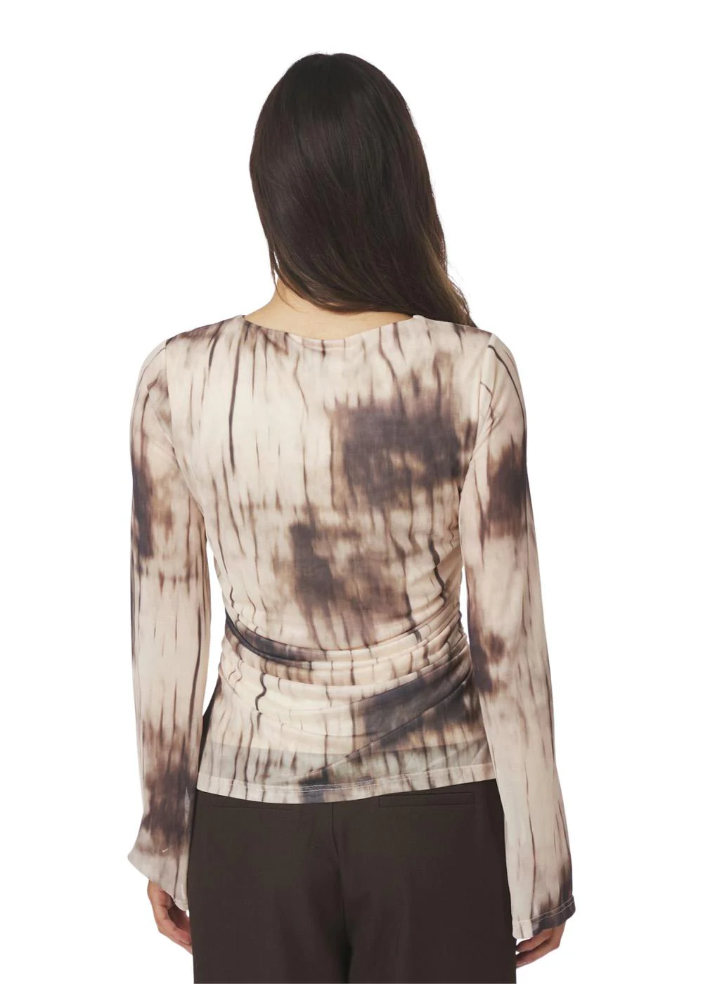 Lenida Faded Mesh Blouse - Dusty Brown - Image 4