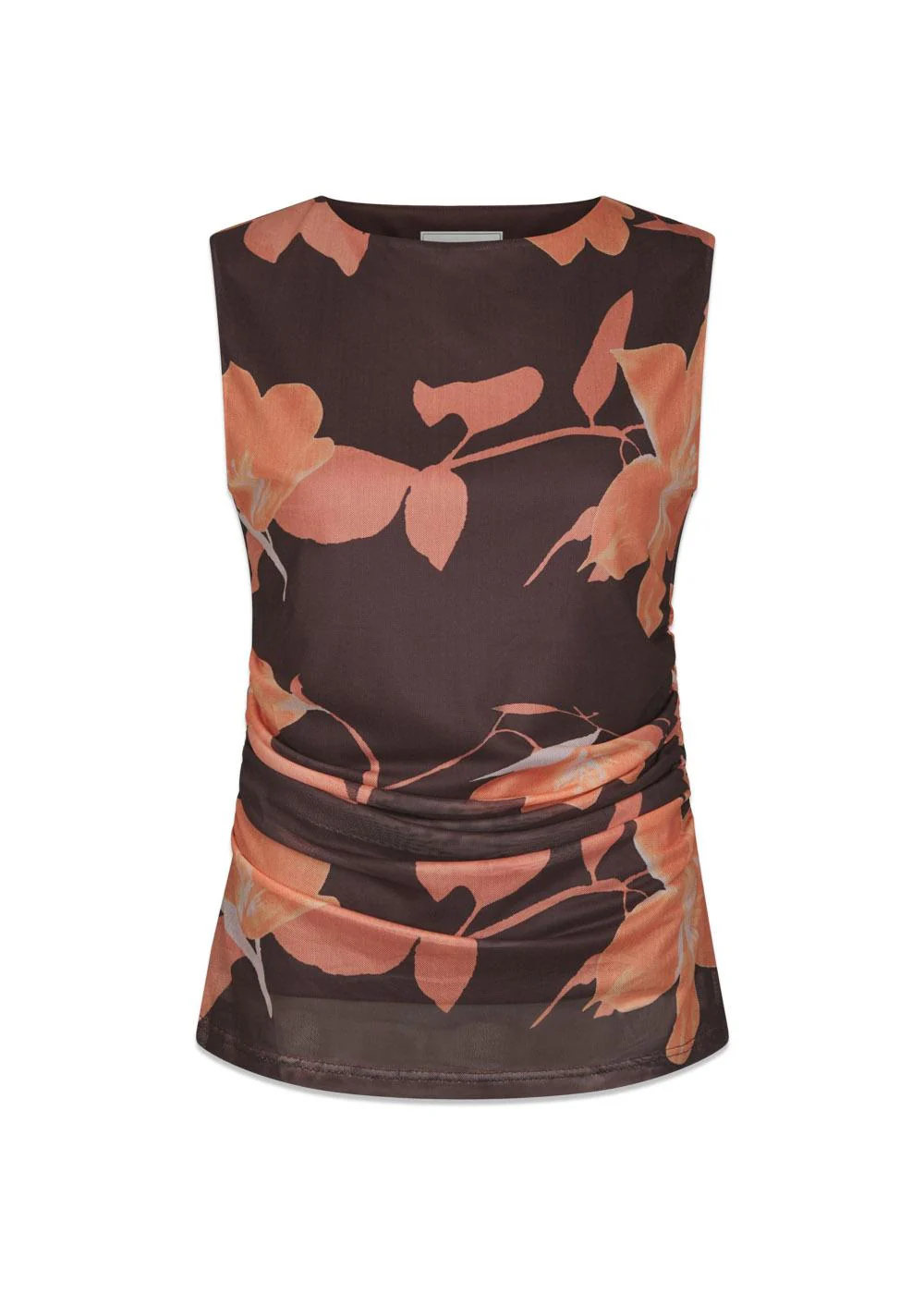 Liblana Flower Mesh Top - Brown