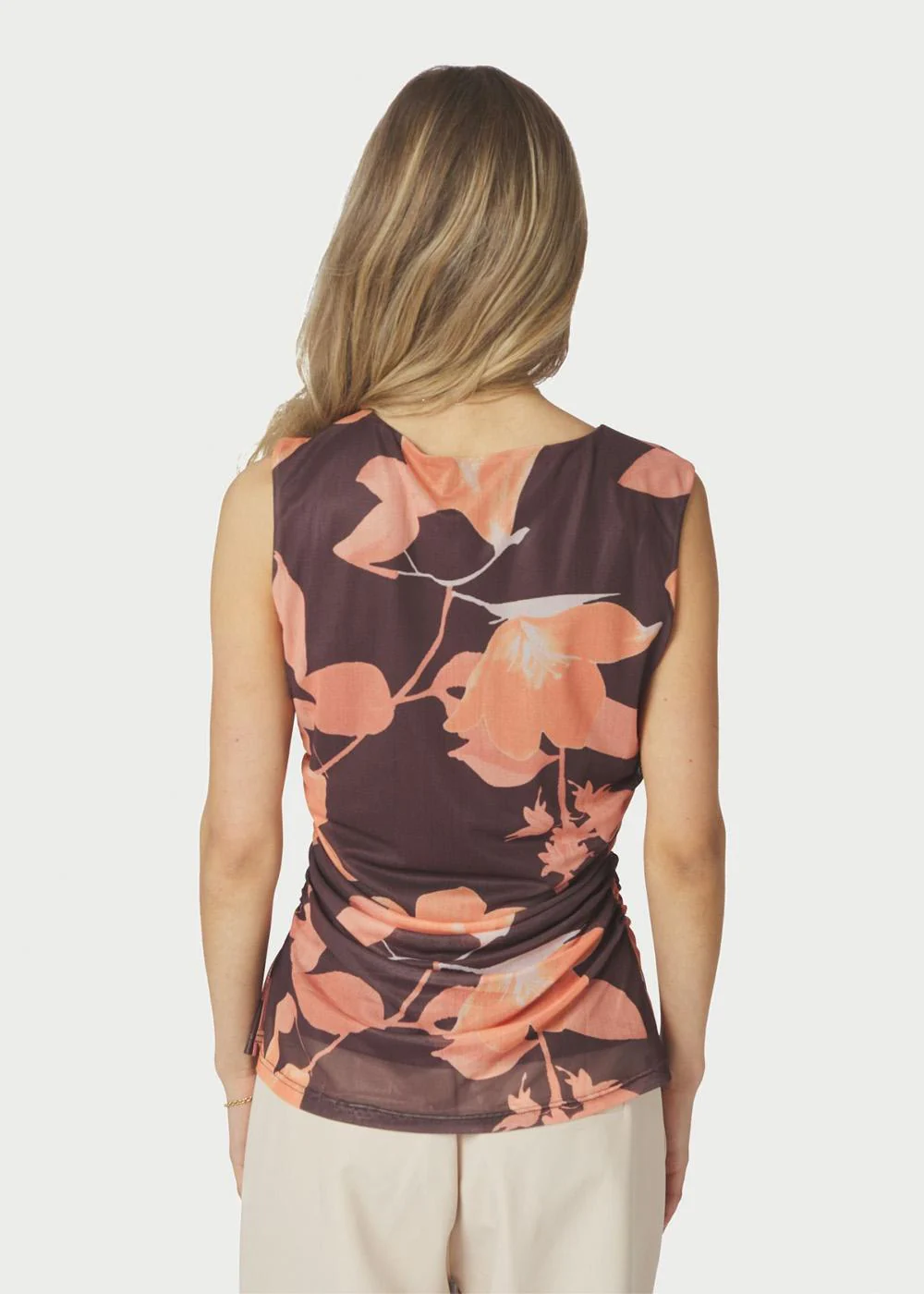 Liblana Flower Mesh Top - Brown - Image 4