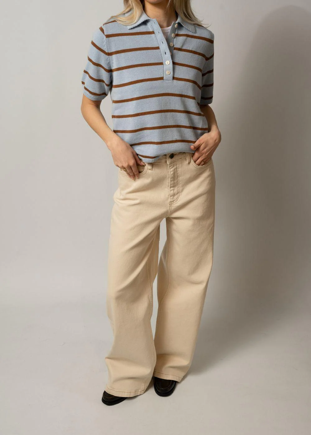 Malvamd SS stripe polo - Cashmere Nuthatch Stripe - Image 2