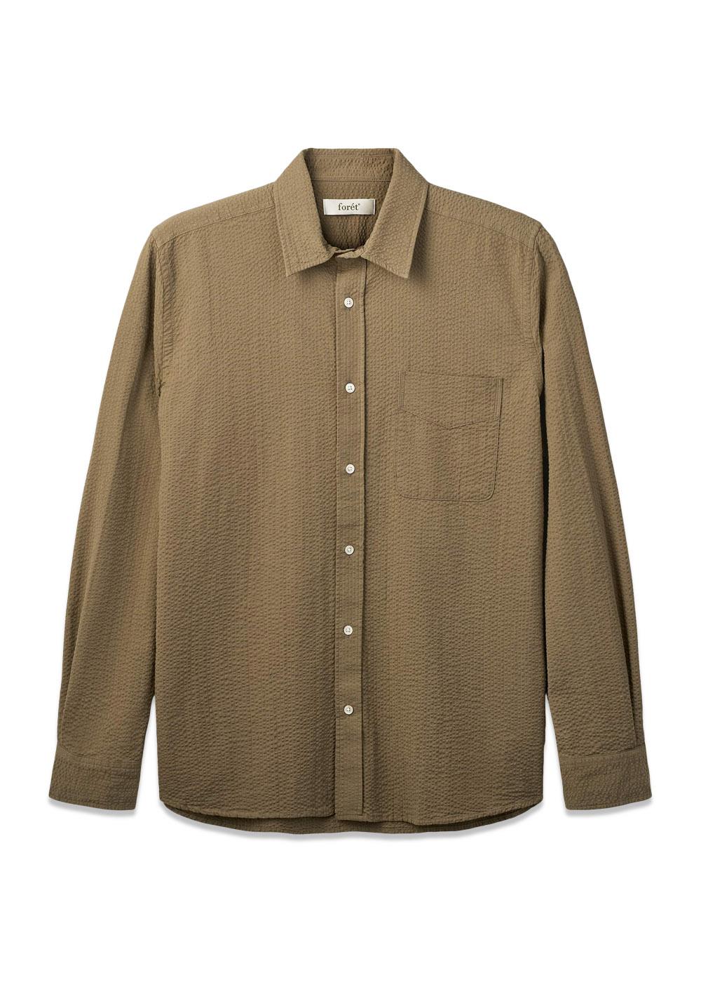 MAPLE REGULAR FIT SEERSUCKER SHIRT - Stone