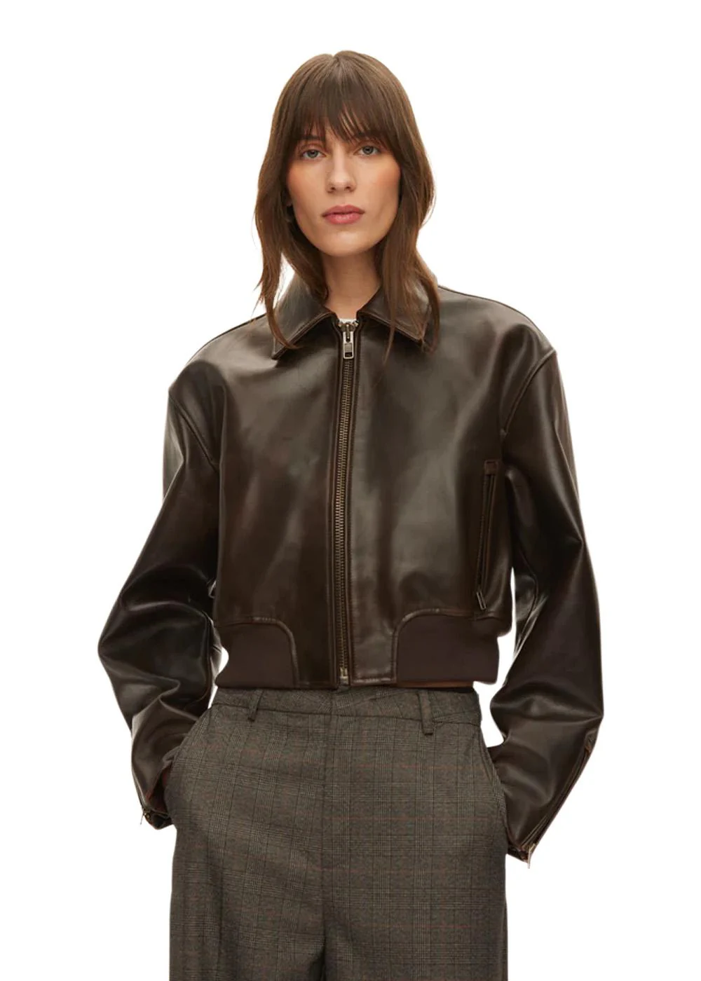 Marilyn Leather Bomber - Dark Brown - Image 3