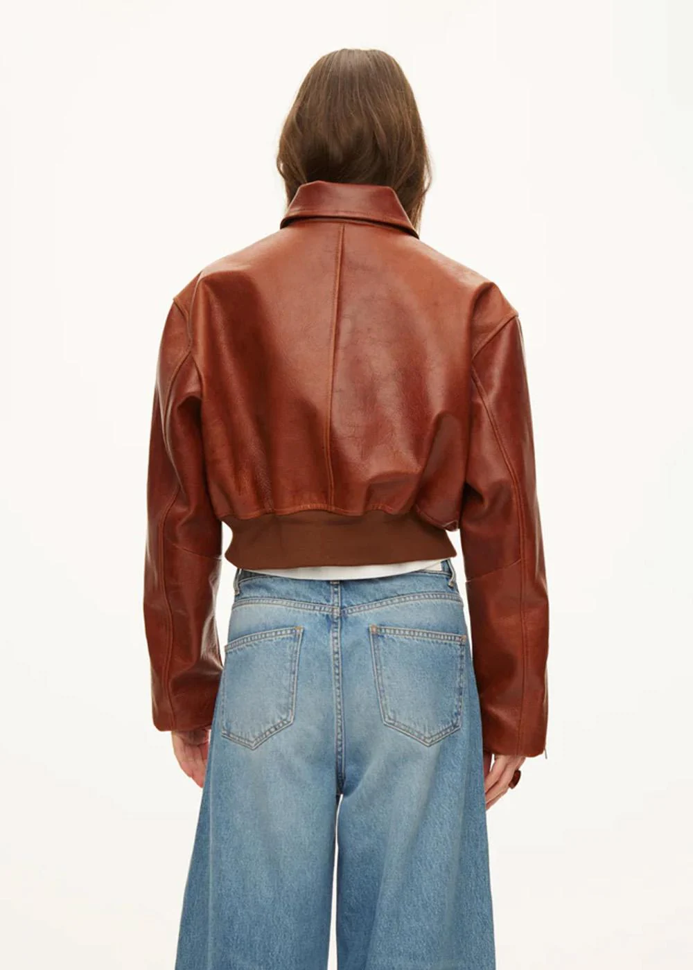 Marilyn Leather Bomber - Rust Red - Image 4