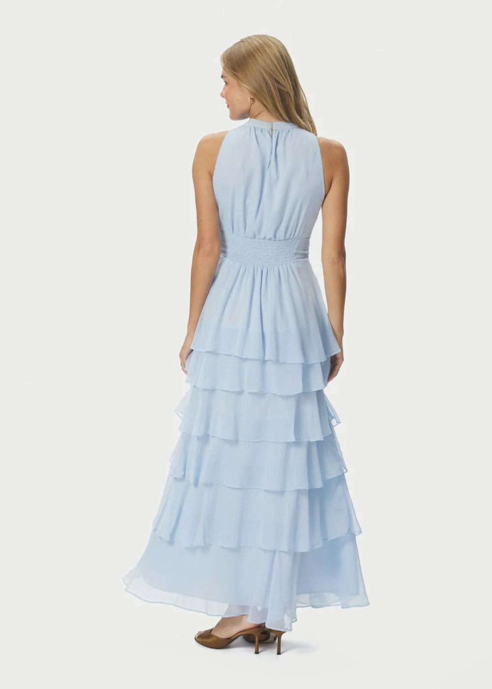 Marli Solid Chiffon Dress - Light Blue - Image 4