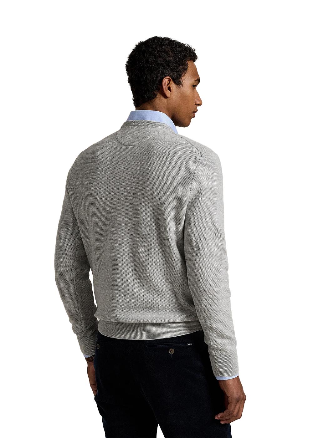 Mesh Knit Cotton Crewneck Sweater - Andover Heather - Image 4