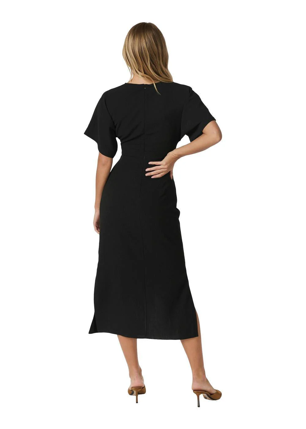 Miloine Drape Dress - Black - Image 4