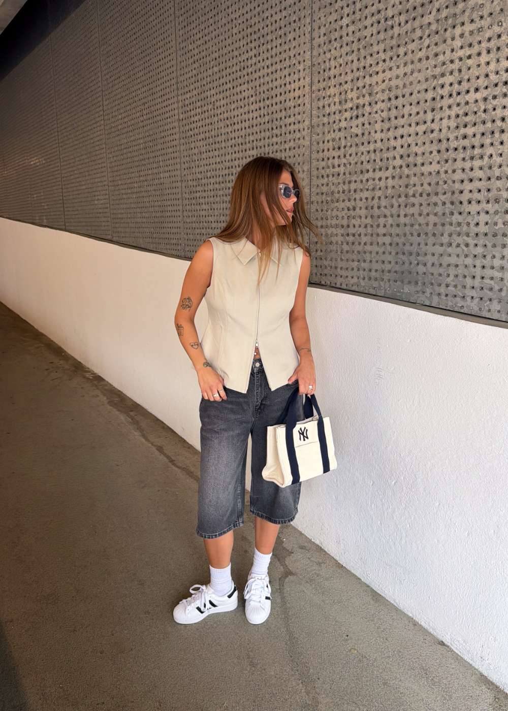 Mini Yankees Tote Bag - Beige/Navy - Image 4