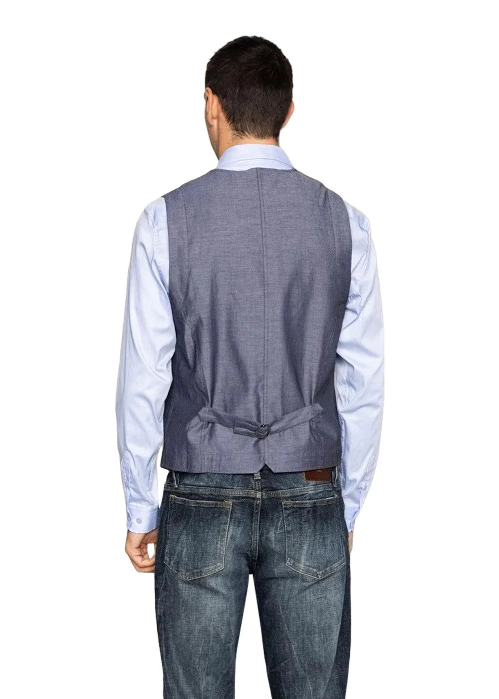 MMGMelvin Moon Waistcoat - Navy Check - Image 4