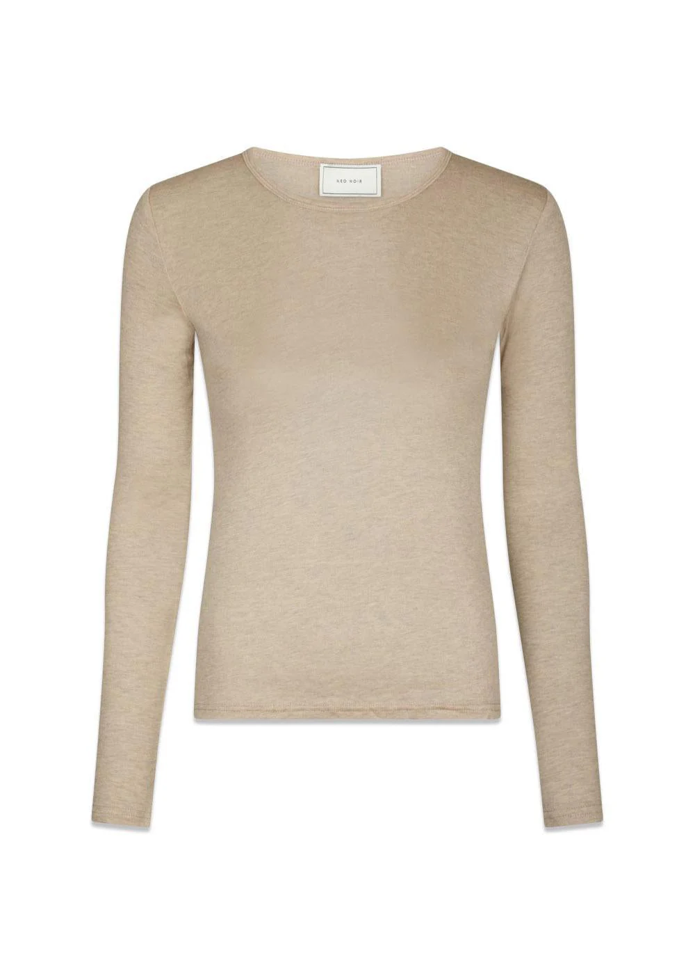 Nella Fine Rib Blouse - Beige Melange