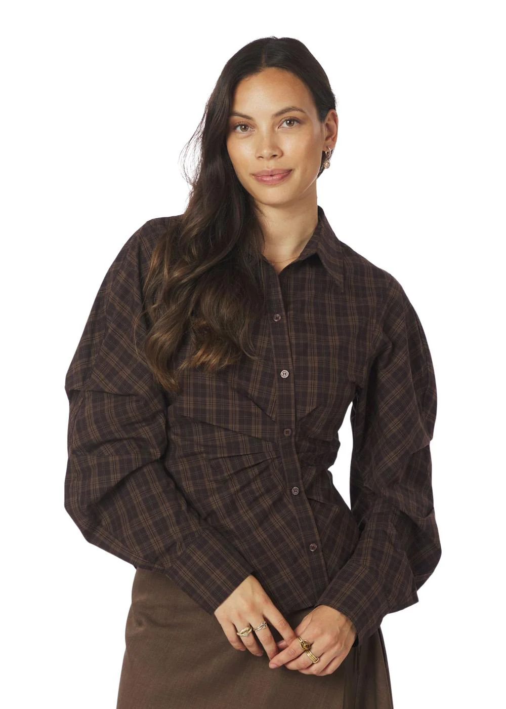 Neoella Check Shirt - Dark Brown - Image 3