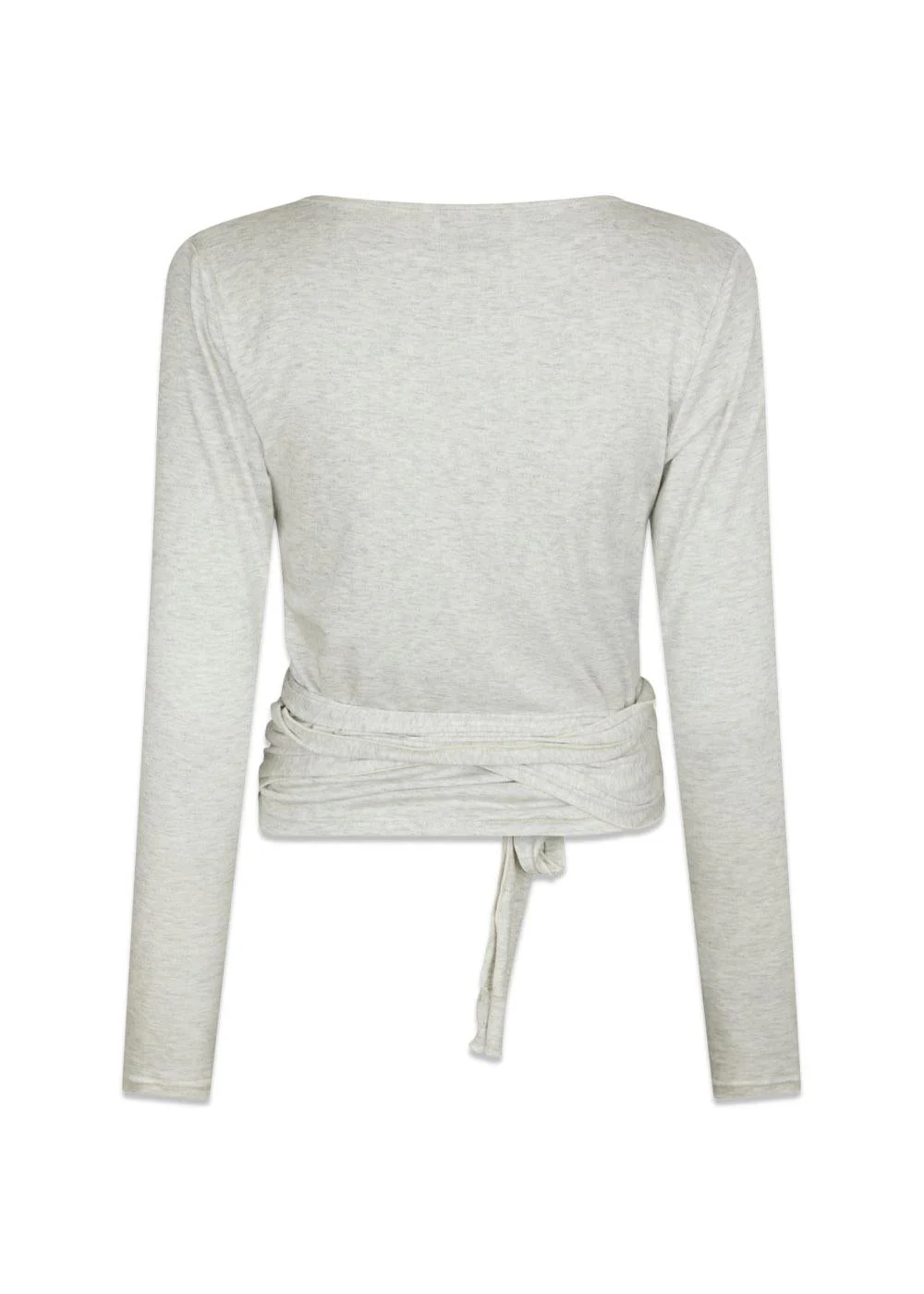 Nia Jersey Wrap Blouse - Light Grey Melange - Image 2