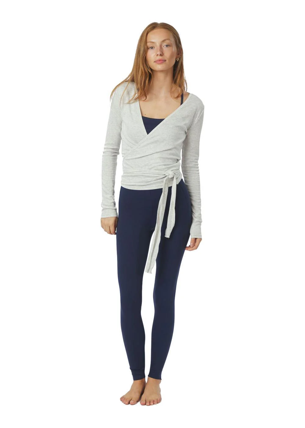 Nia Jersey Wrap Blouse - Light Grey Melange - Image 4