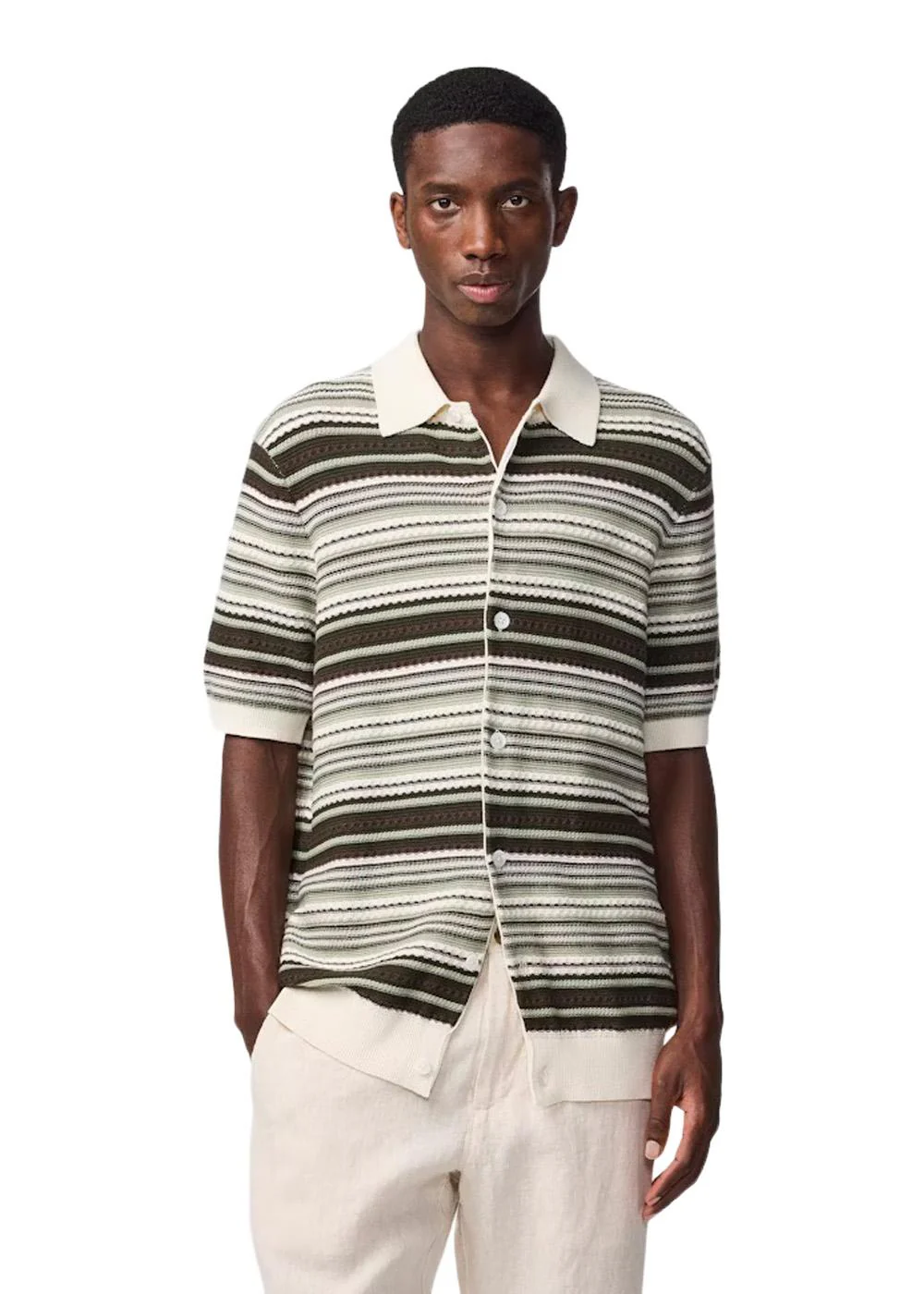 Nolan Polo Cardiga 6686 - Green Stripe - Image 2