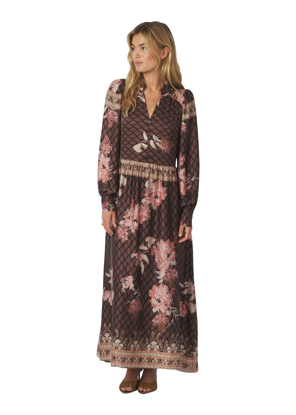 Nova Botanical Border Dress - Black - Image 3