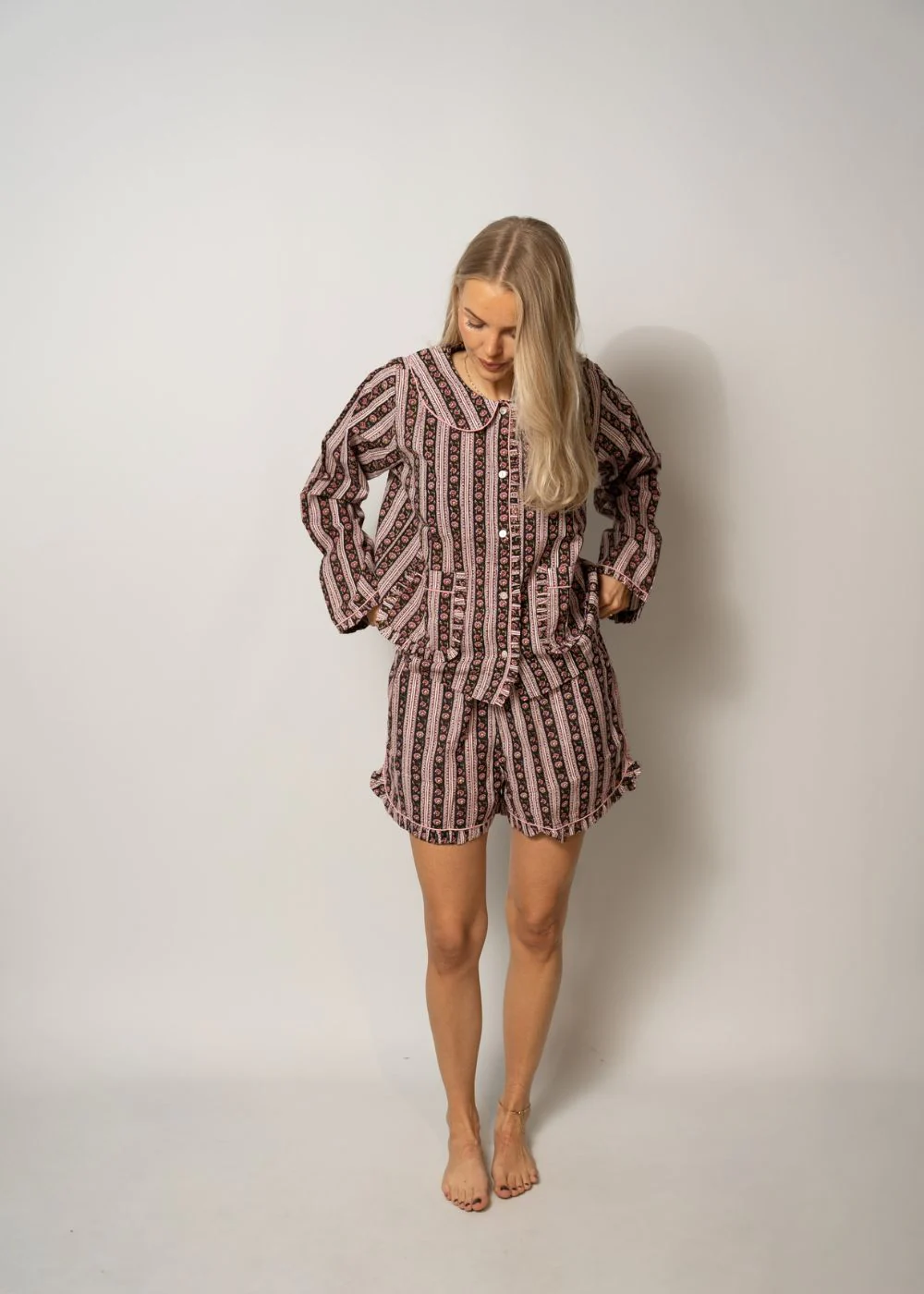 Nuvena Pyjamas Set - Black Stripes - Image 2