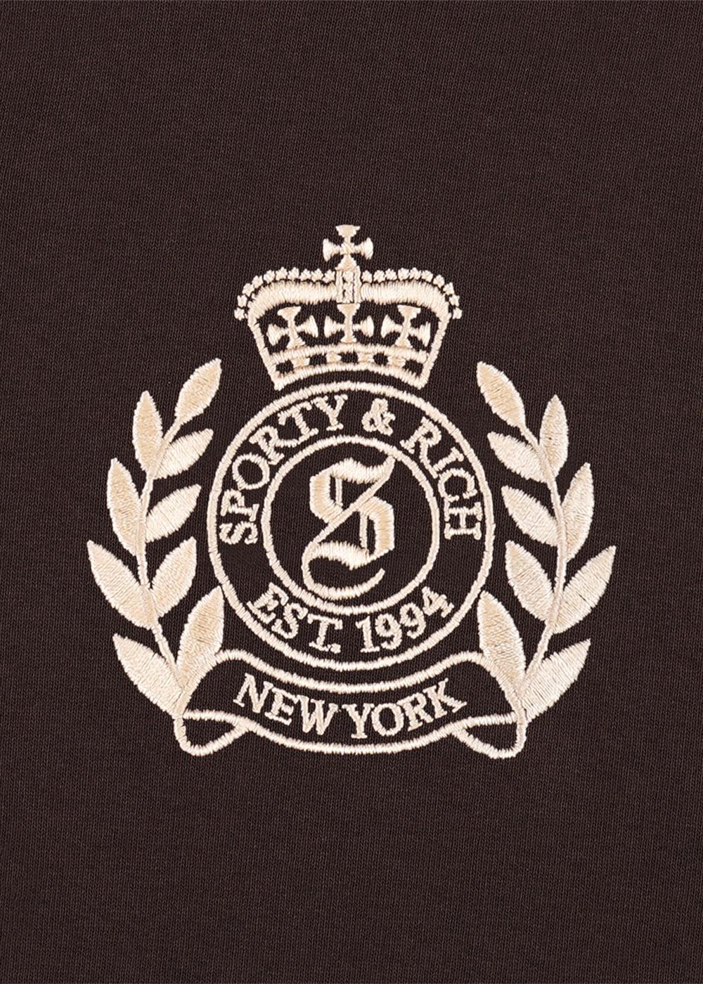 NY Crest Embroidered Quarter Zip - Chocolate - Image 3