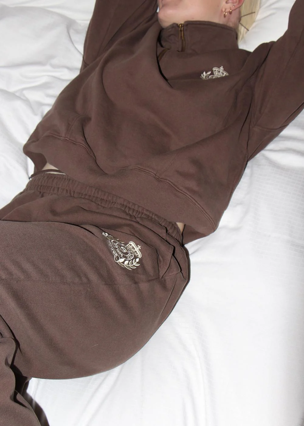 NY Crest Embroidered Quarter Zip - Chocolate - Image 6