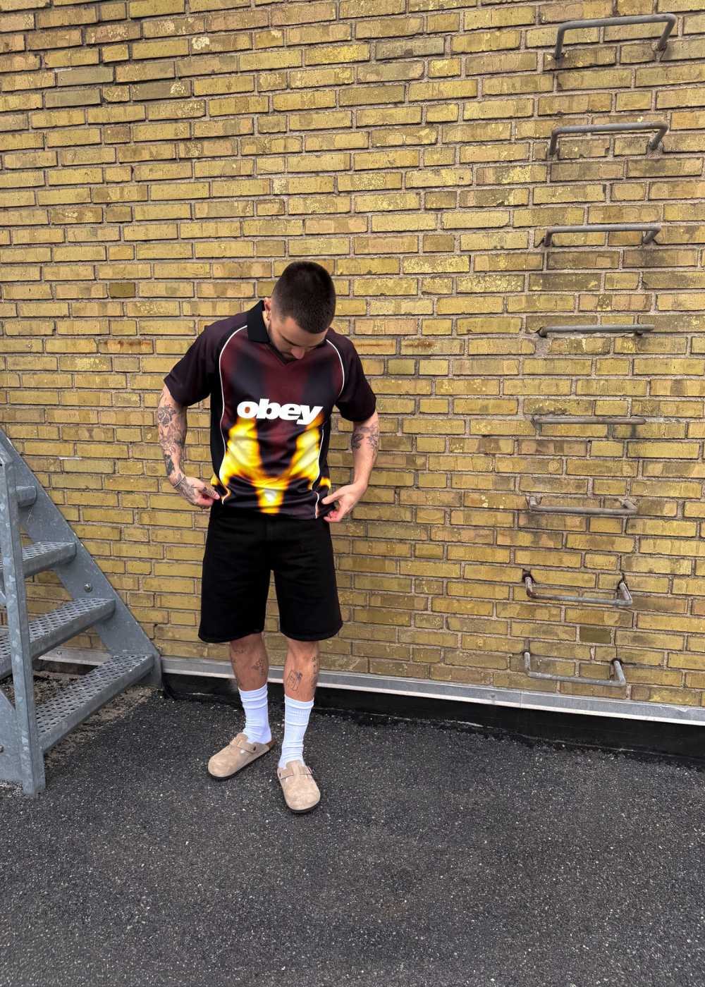 Obey Blurred Soccer Jersey - Burnt Red - Image 3