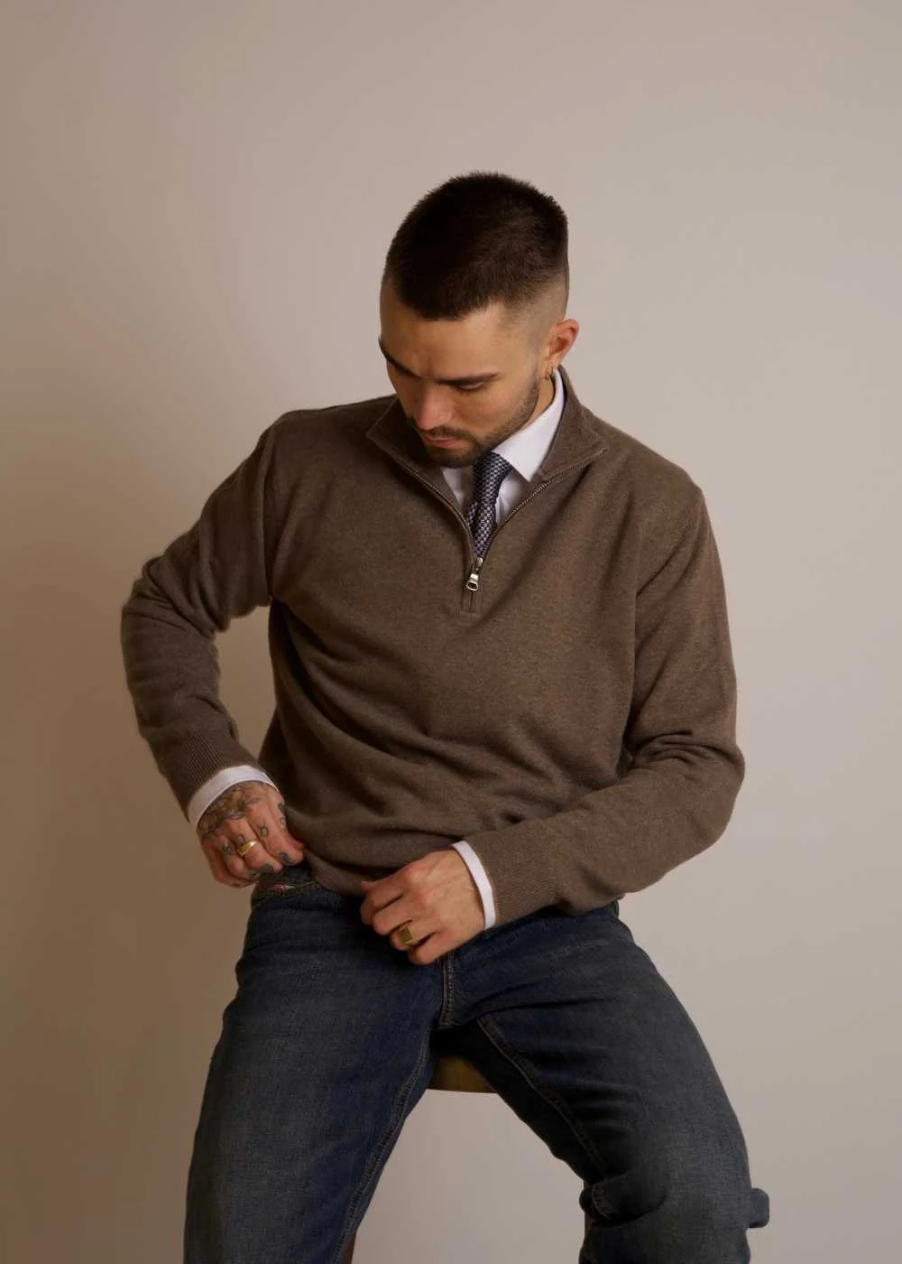 Patton Half Zip - Mud Brown - Image 3