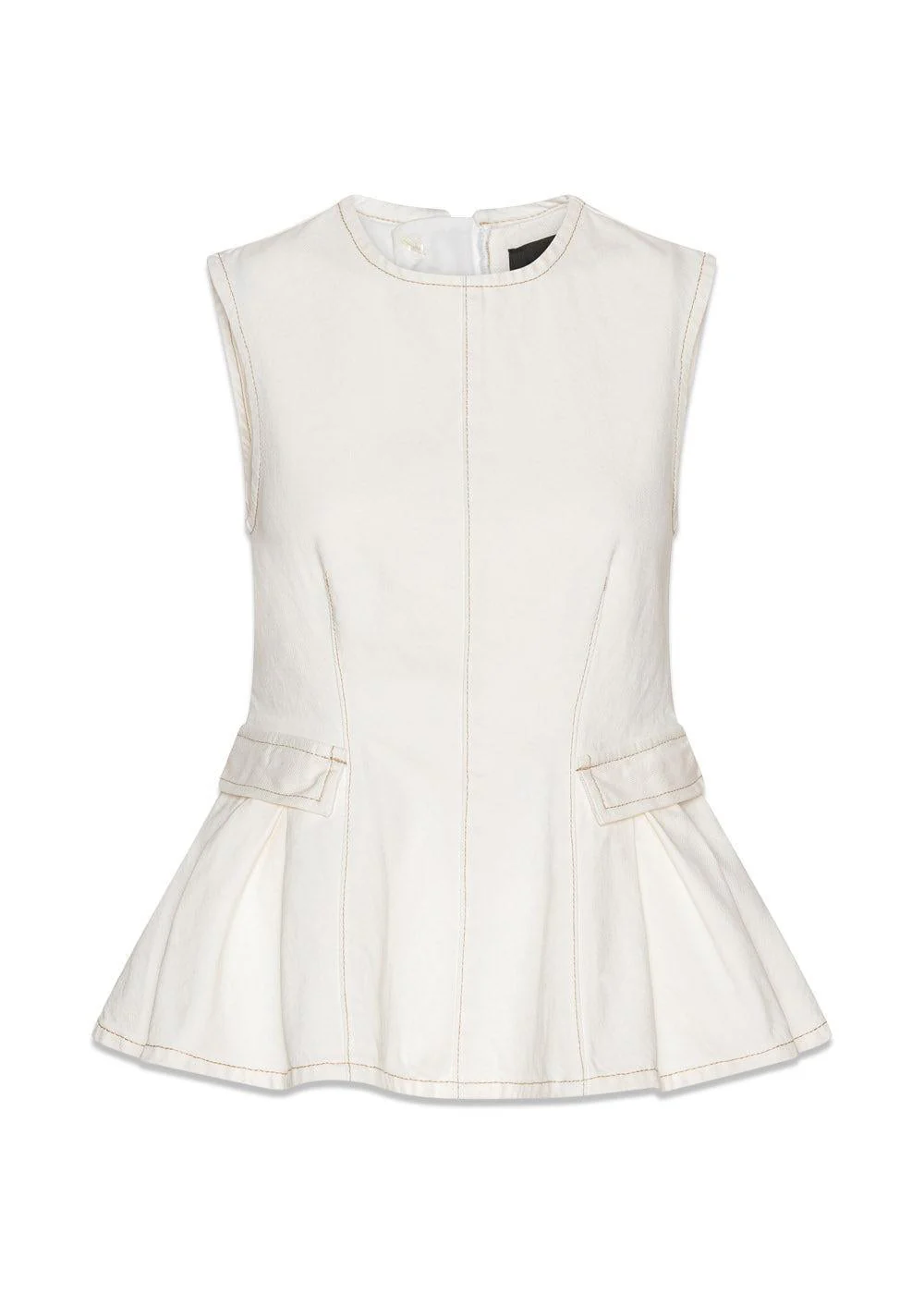 PEPLUM DENIM TOP - Raw White Denim