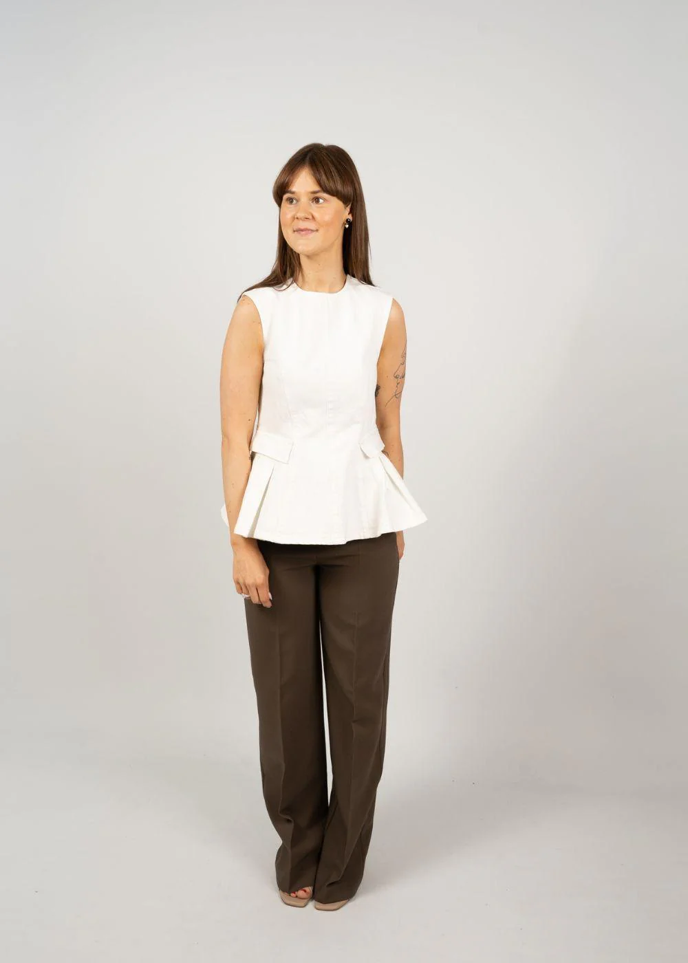 PEPLUM DENIM TOP - Raw White Denim - Image 3