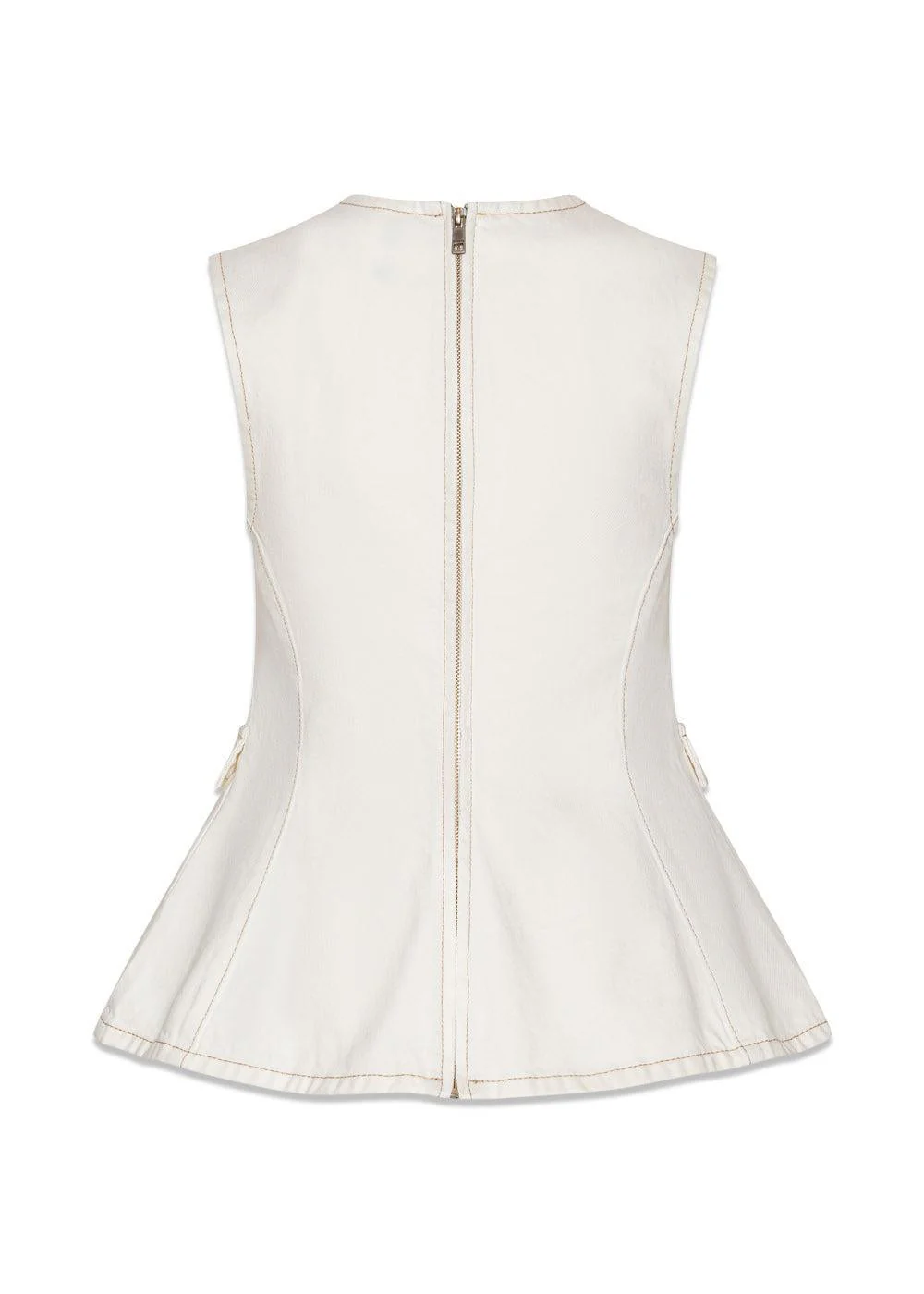 PEPLUM DENIM TOP - Raw White Denim - Image 4