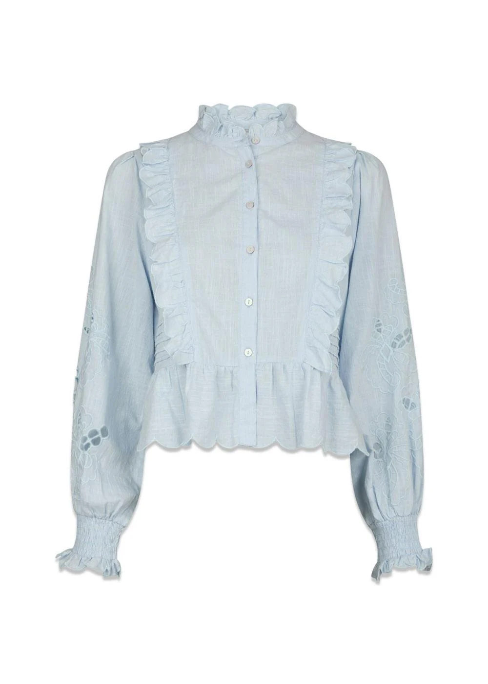 Petrine Embroidery Blouse - Light Blue
