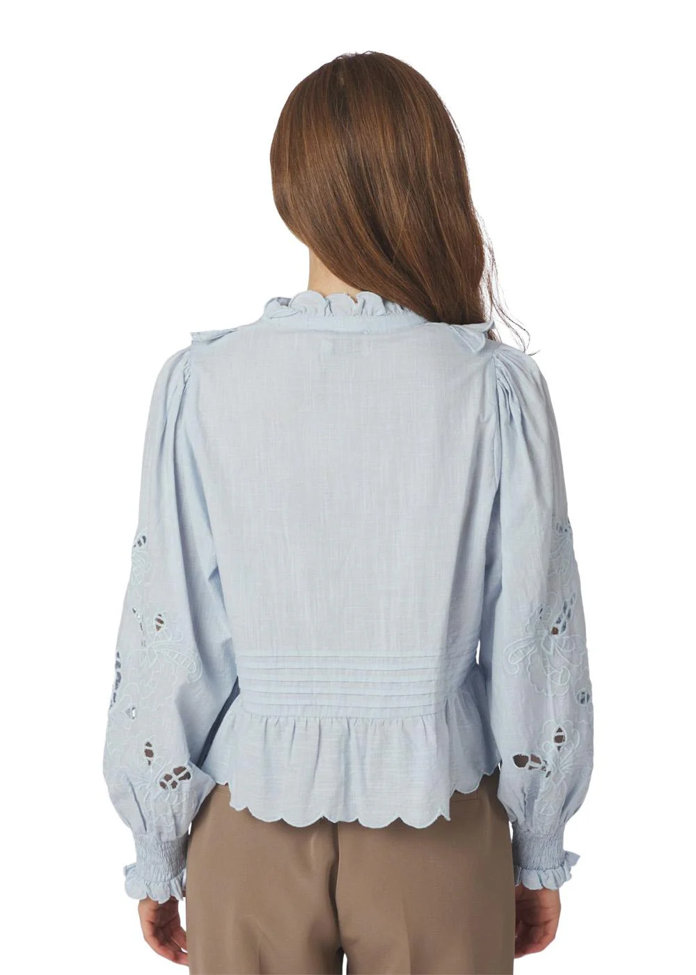 Petrine Embroidery Blouse - Light Blue - Image 4