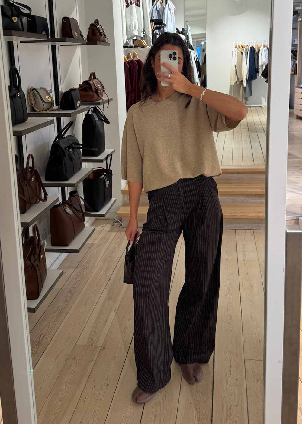 PINSTRIPE WIDE LEG PANTS - Chicory Coffee Comb. - Image 2