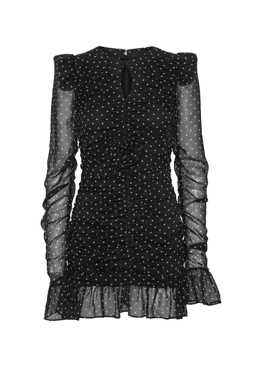 PRINTED LONG-SLEEVE DRESS - 1000 Black Comb.