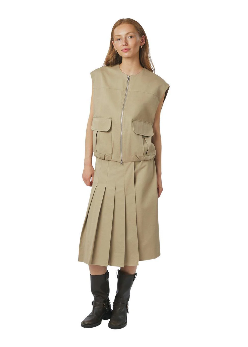 Prisilla Twill Skirt - Taupe - Image 3