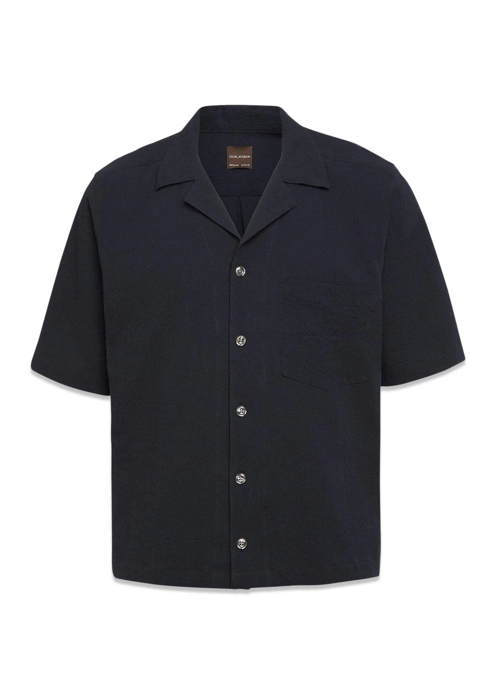 Reg Fit Cuban SS Seersucker Shirt - Navy