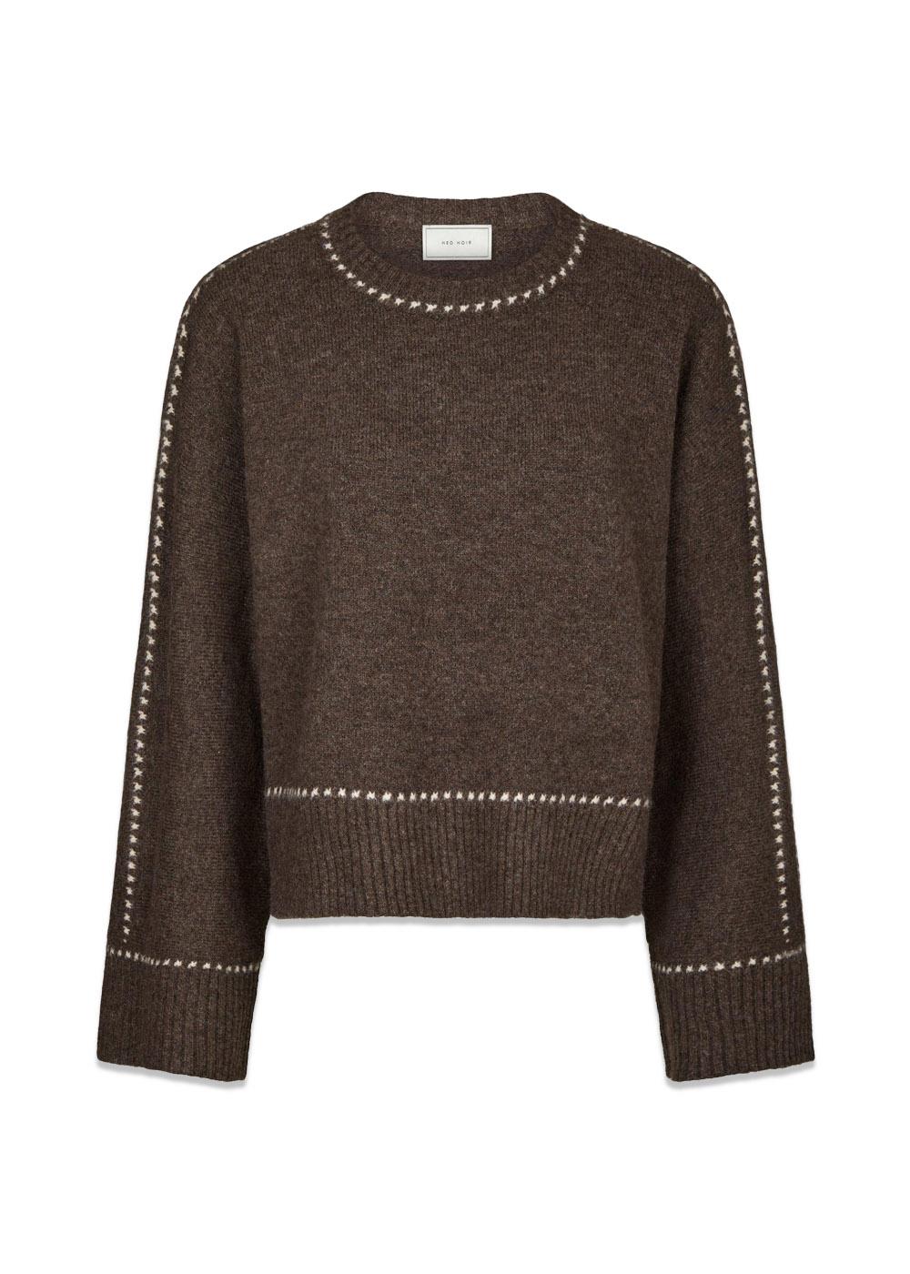 Roeme Knit Stitch Blouse - Brown Melange