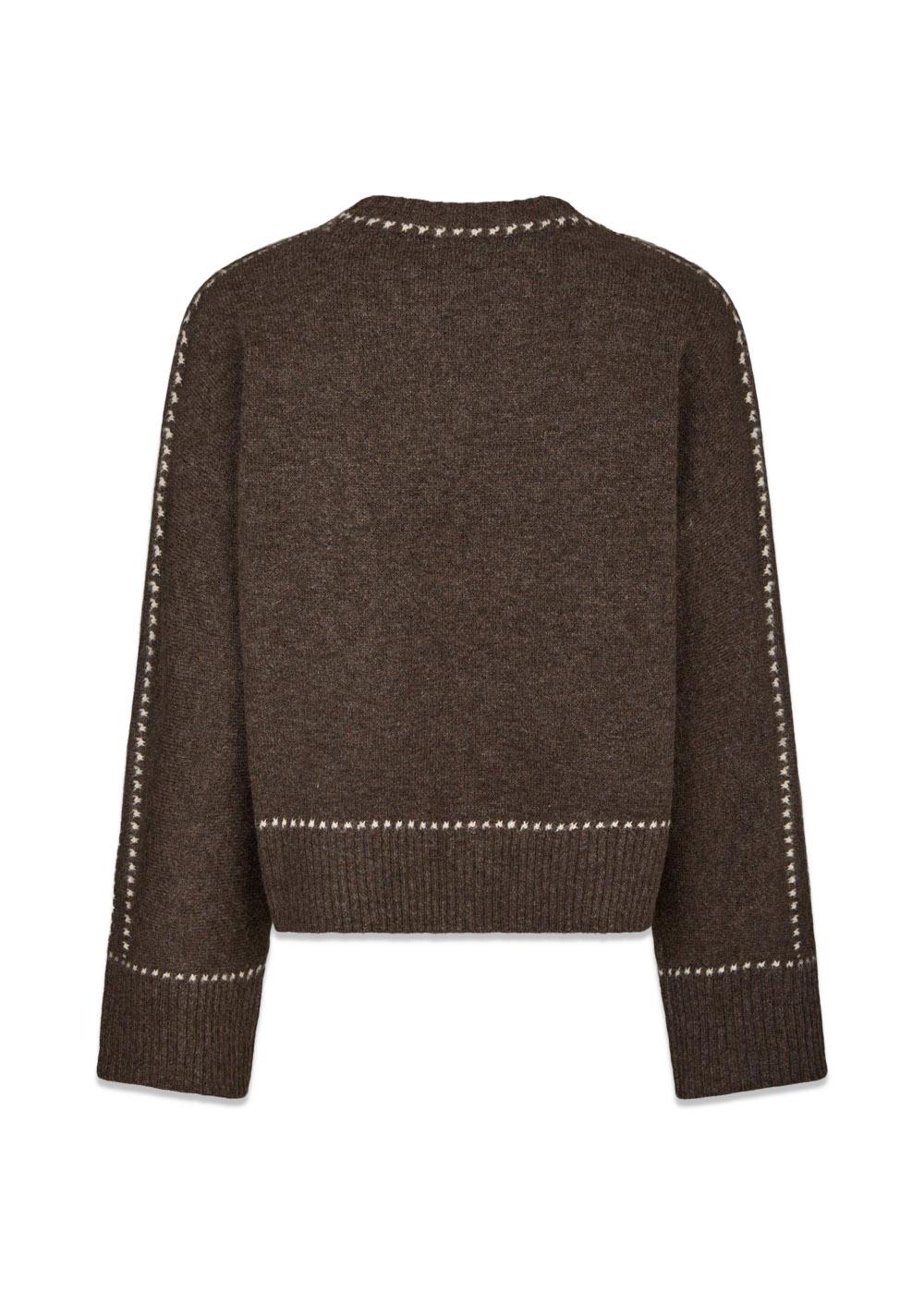 Roeme Knit Stitch Blouse - Brown Melange - Image 2