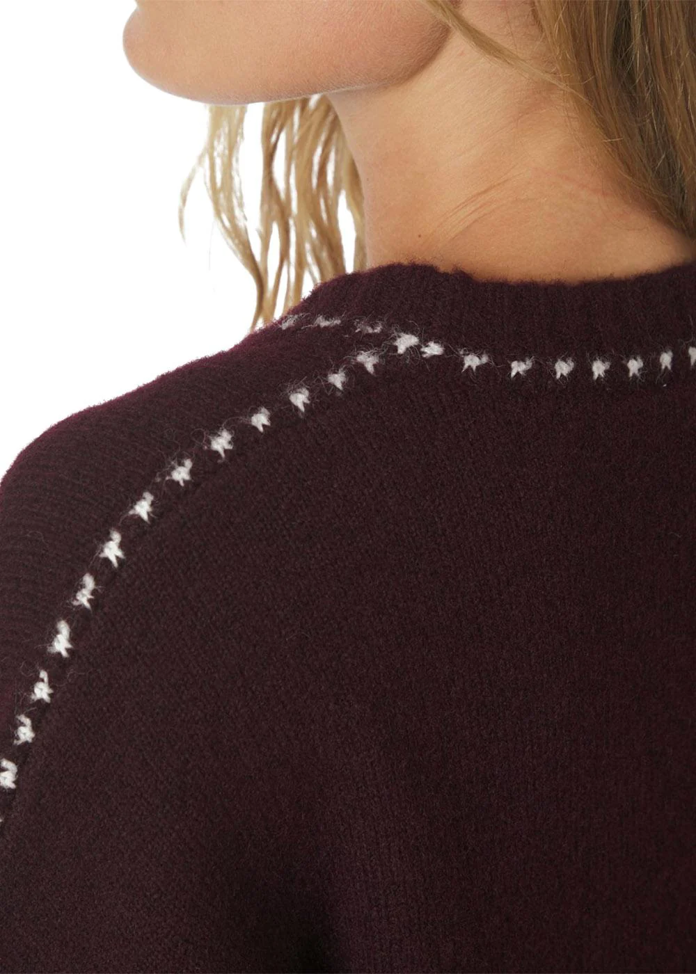 Roeme Knit Stitch Blouse - Wine - Image 5