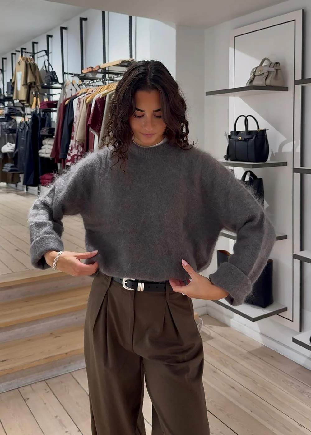 Roma Boyfriend Sweater - Grey Melange - Image 4