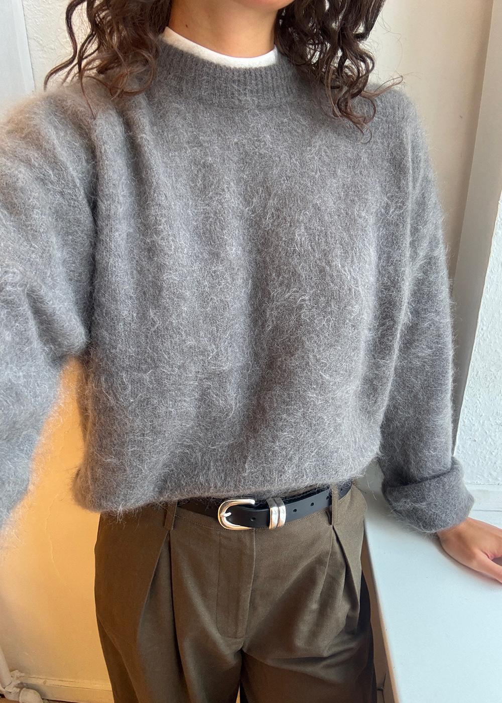 Roma Boyfriend Sweater - Grey Melange - Image 7