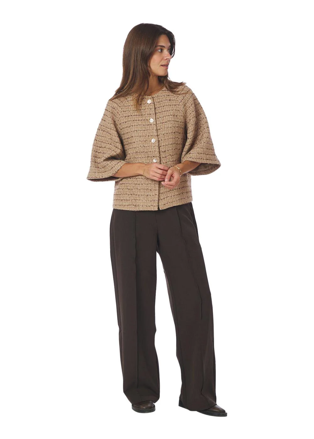 Rosella Boucle Mini Jacket - Taupe - Image 5