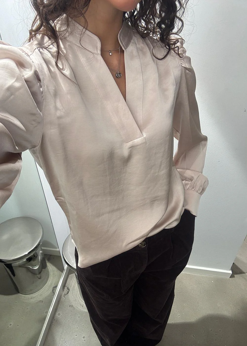 Rosslyn Heavy Sateen Blouse - Champagne - Image 6