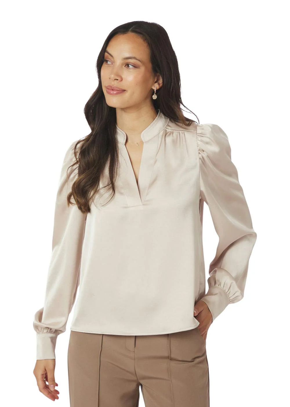 Rosslyn Heavy Sateen Blouse - Champagne - Image 7