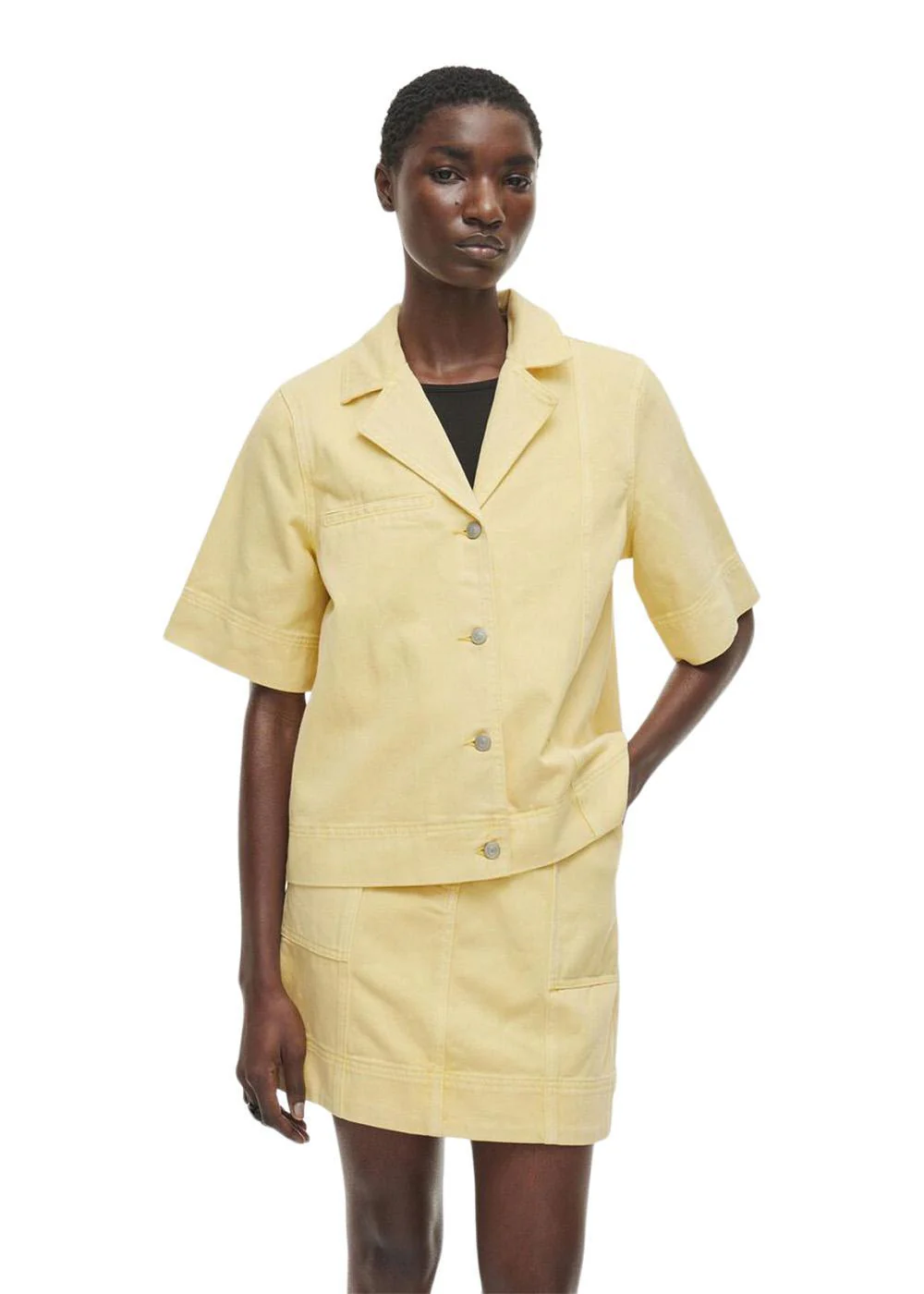 ROUJOLIE 2/4 RESORT COLLAR DENIM - Pineapple Slice - Image 3