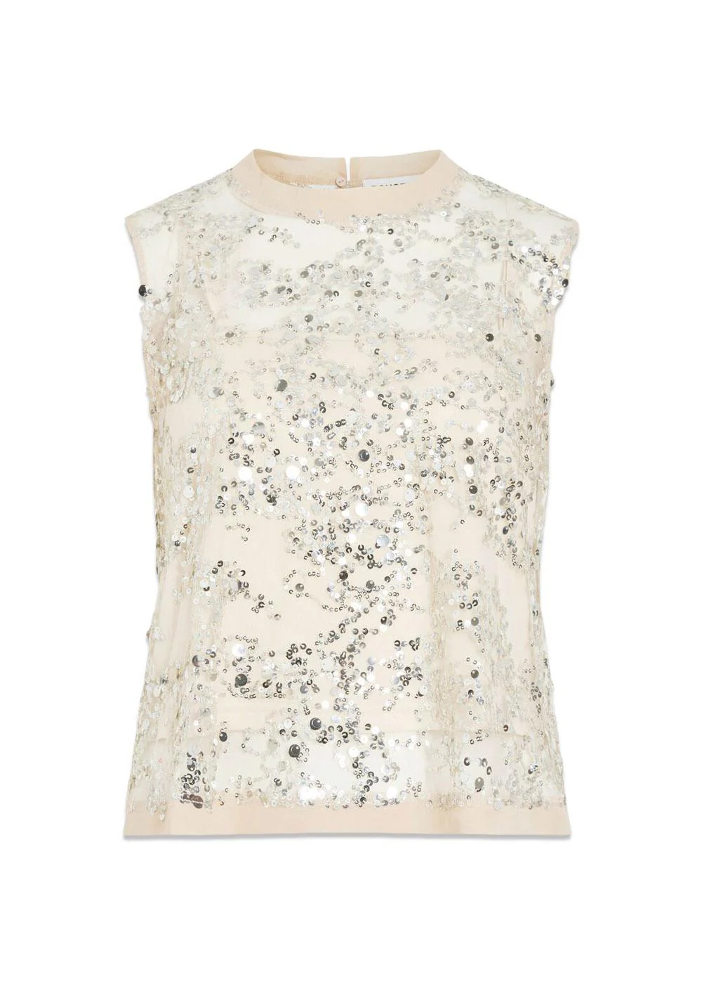 ROULEONA S/L O-NECK TOP - Silver Detail:Sequins