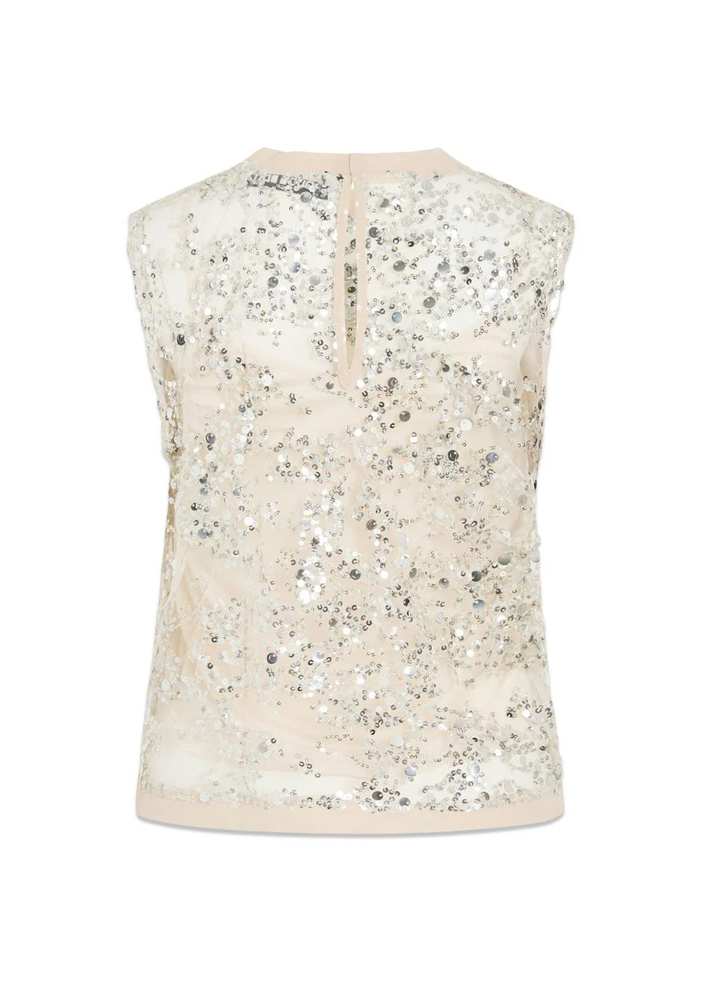 ROULEONA S/L O-NECK TOP - Silver Detail:Sequins - Image 2