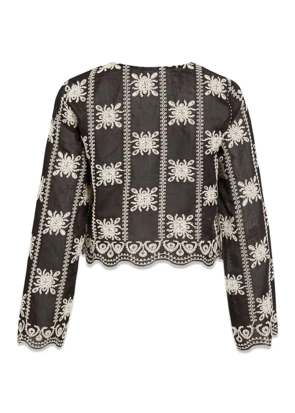 ROUNALA L/S V-NECK TIE TOP - Meteorite Embroidery - Image 4