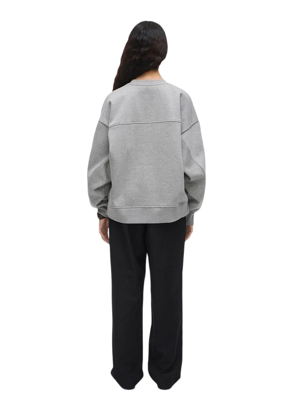 ROUNELLA LS SHORT O-NECK SWEATSHIRT - Light Grey Melange - Image 6