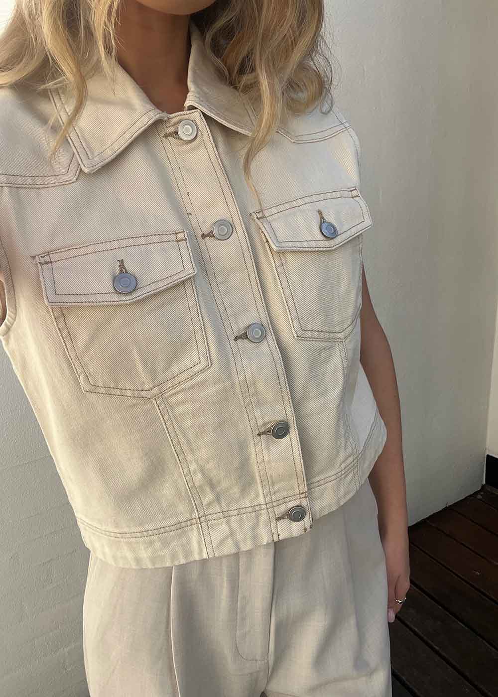 ROUNOVA S/L DENIM SHIRT - Birch - Image 4