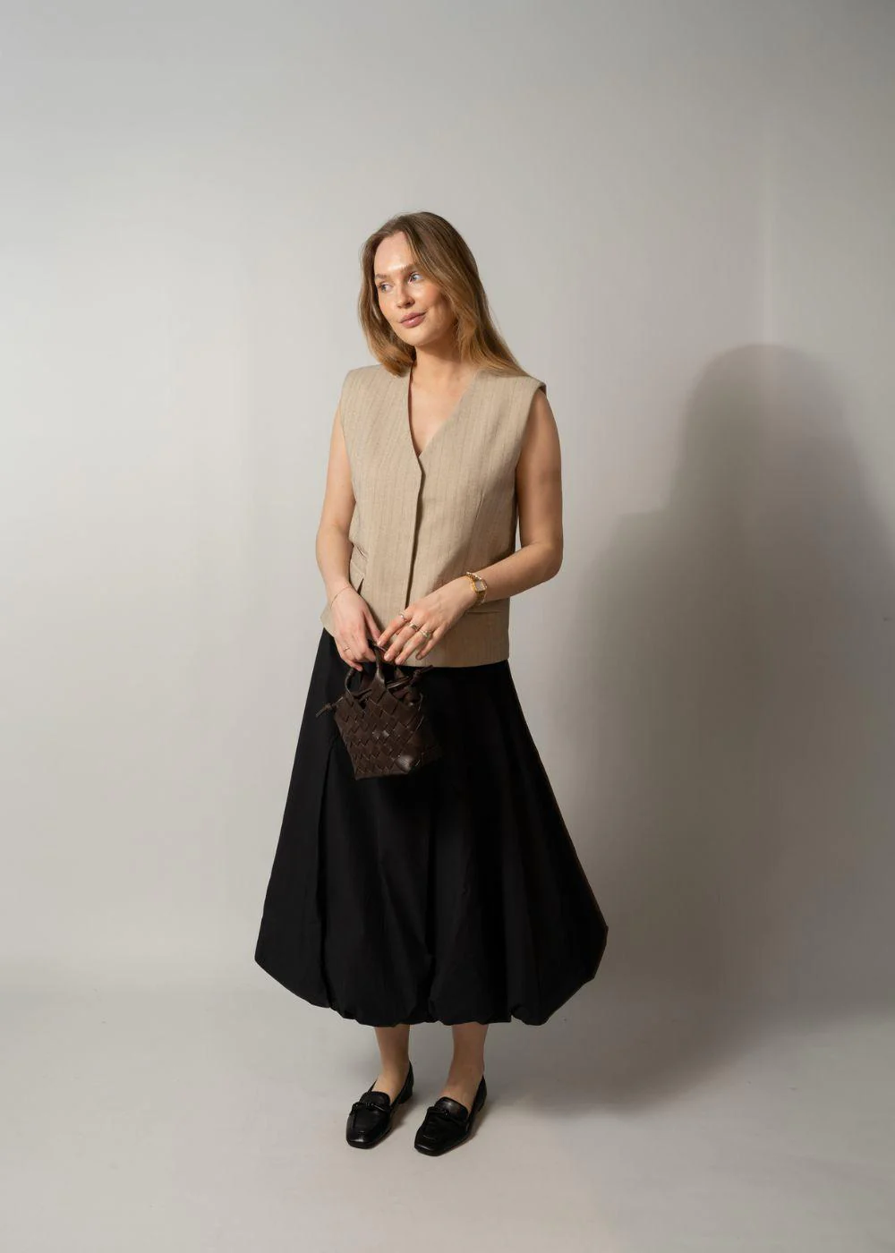 ROUSAGA OVERSIZED WAISTCOAT - Feather Gray Melangé Herringbone - Image 3