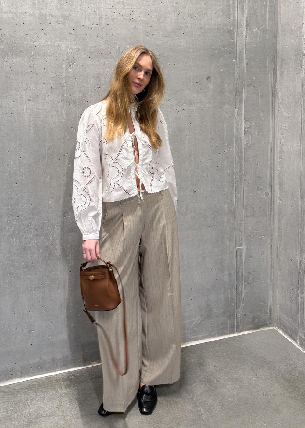 ROUSAGA RW W/F F/L TROUSER - Feather Gray Melangé Herringbone - Image 2